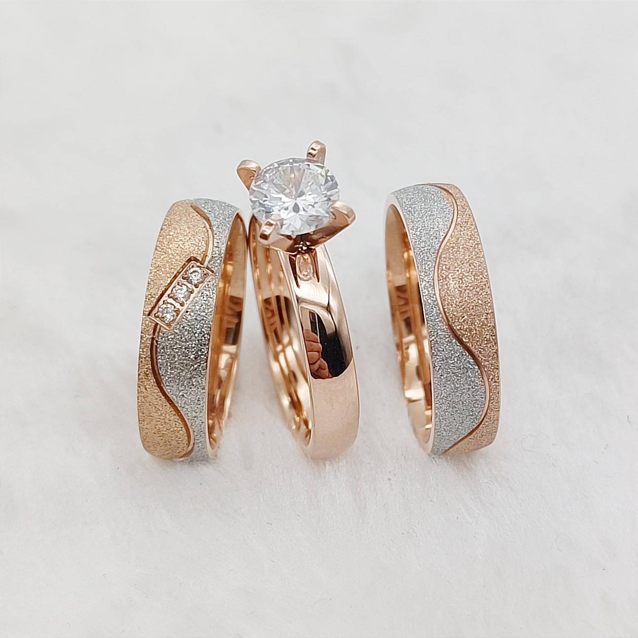 Couple Ring Set - Propuesta 3 uds promesa de matrimonio