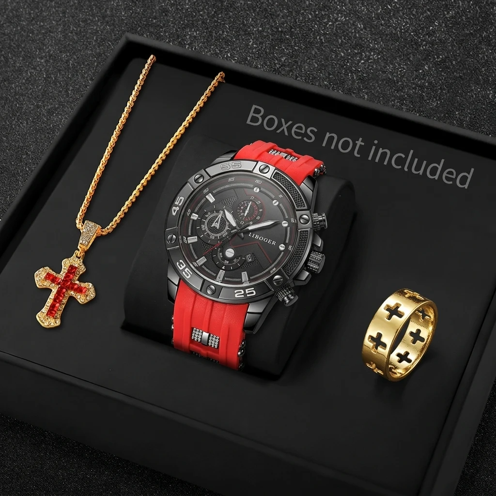 Mystery Jewelry Jar Watches - Juego de 3 Relojes Deportivos Masculinos