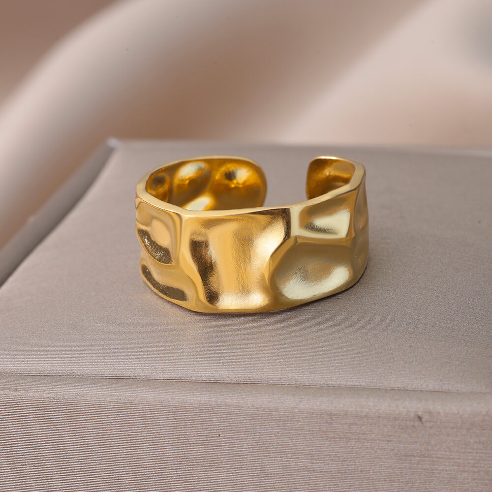 Couple Ring Set - Anillos abiertos geométricos irregulares de acero